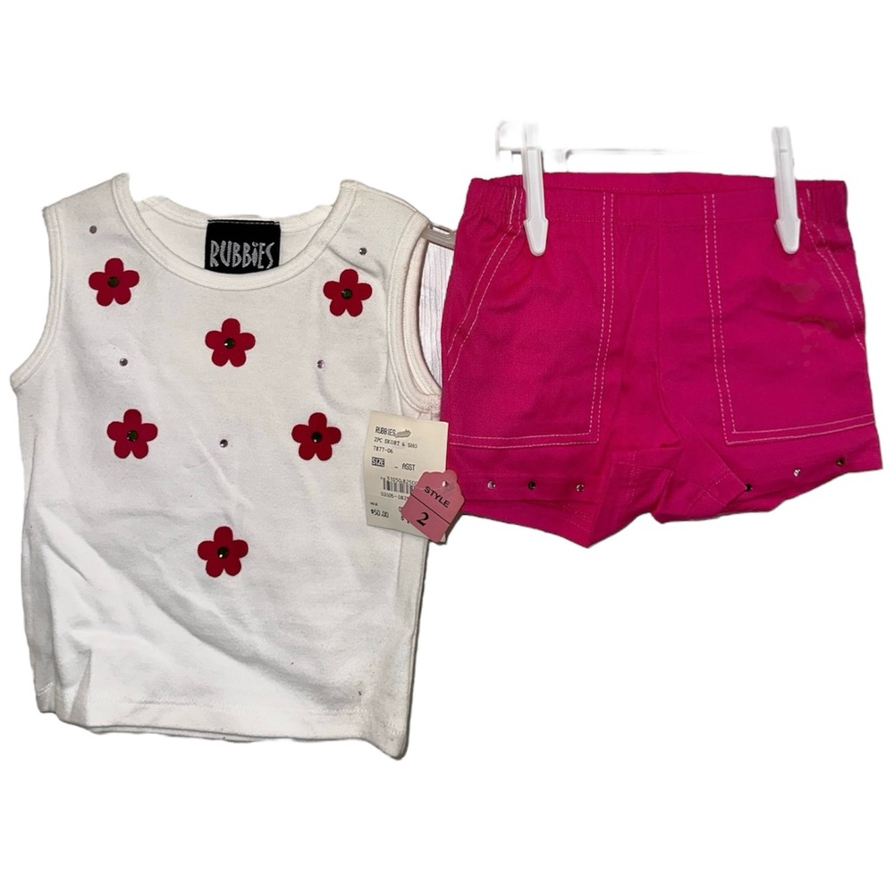 Pink and white floral matching tank top and shorts set NWT